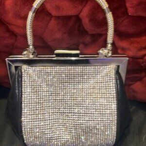 NEW SMALL BLACK WITH RHINE STONE ELEGANT PURSE, NEVER USED